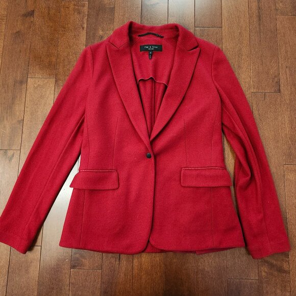 Rag & Bone women's red wool blazer in size 2 - Picture 1 of 9